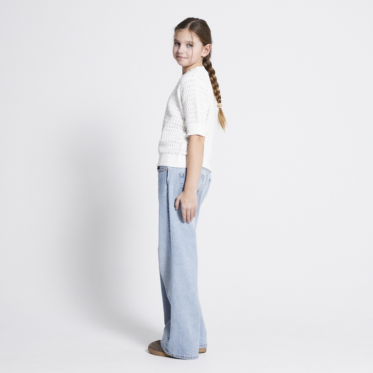 Crochet knit tee "Viola star" Off white